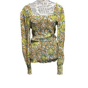 Anthropologie Rayna Relaxed Blouse Square Neck Smocked Peasant Boho Whimsical M